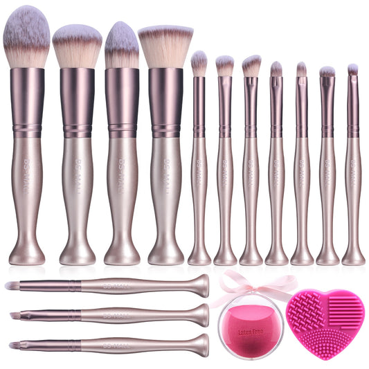 Rose Gold Stand Up Handle Makeup Brushes w/ Makeup Sponge & Brush Cleaner - Dreamcatchers Reality