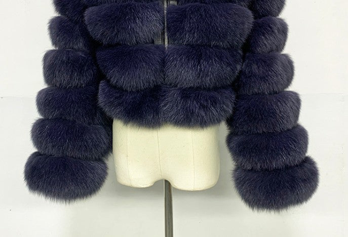Gianna Faux Fur Crop Hoodie Jacket - Dreamcatchers Reality